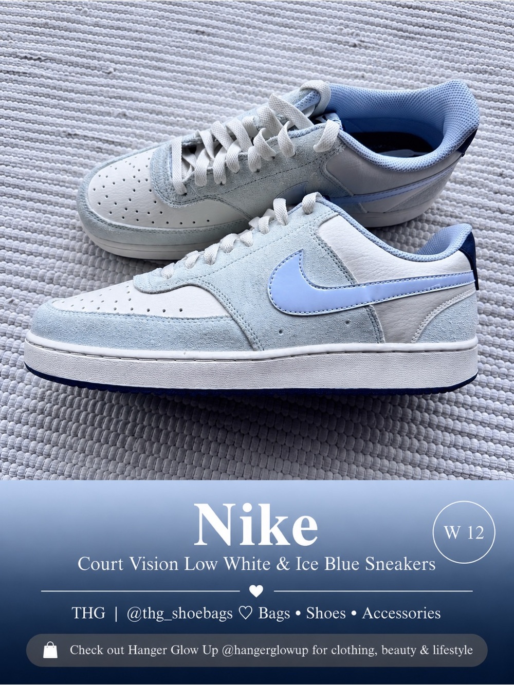 Nike Court Vision Low White Ice Blue Sneakers women 12 New